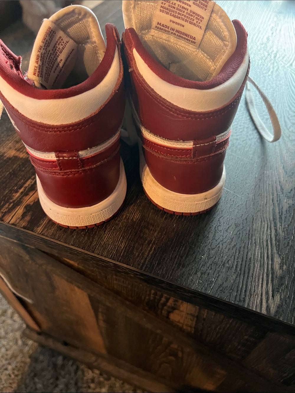 Nike Kids Maroon and White High-Top Sneakers - Picture 4 of 5